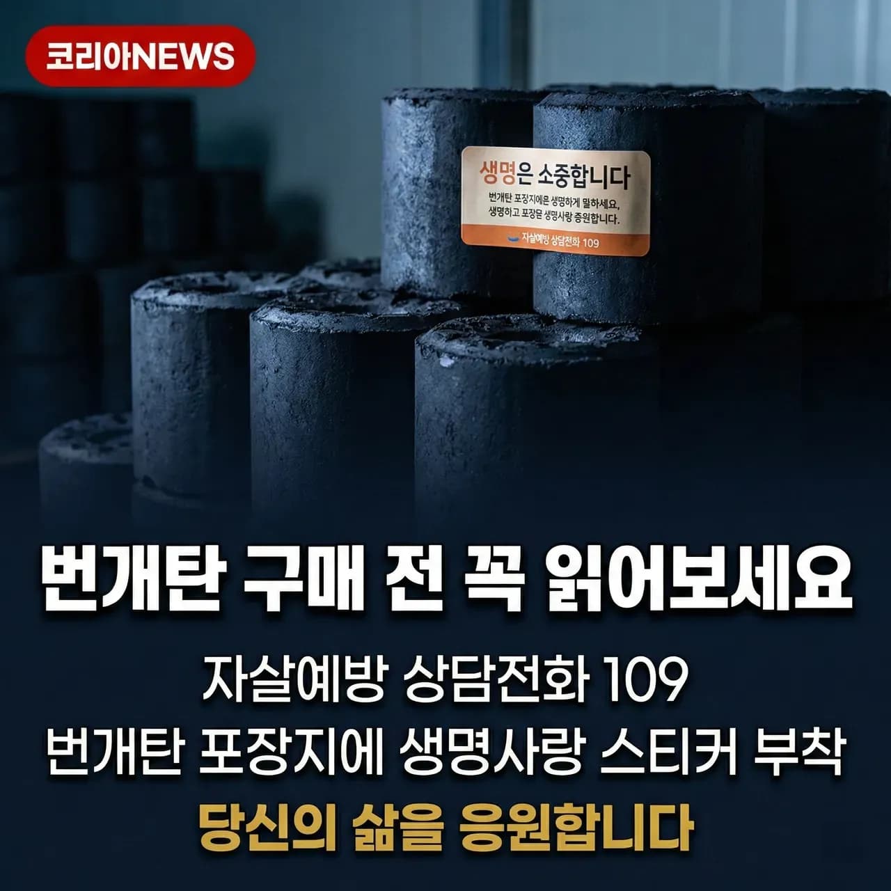 번개탄에 '생명사랑 스티커 부착'…정부, 생산업계 등에 협조 요청
